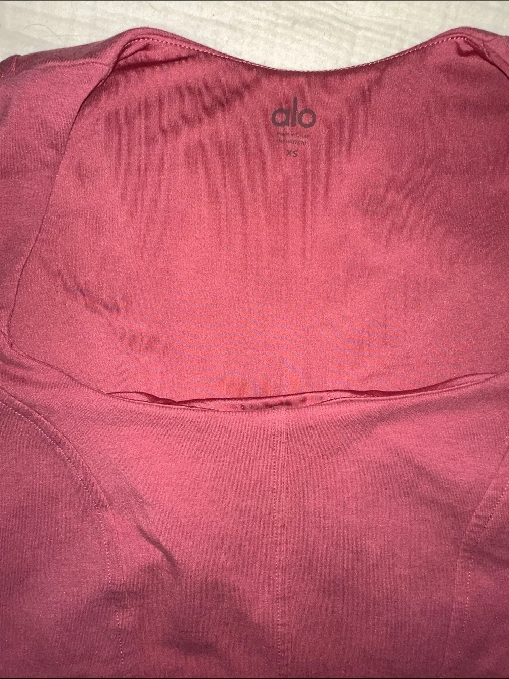 ALO Yoga Mauve-Burgundy Square Neck Long Sleeve Fitted Top Built in Bra EUC - XS